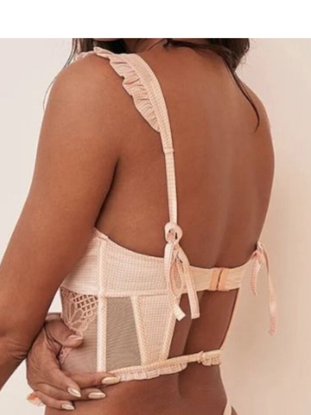 For Love & Lemons Light Pink & White Gingham Zoe Bustier Top - Picture 6 of 6